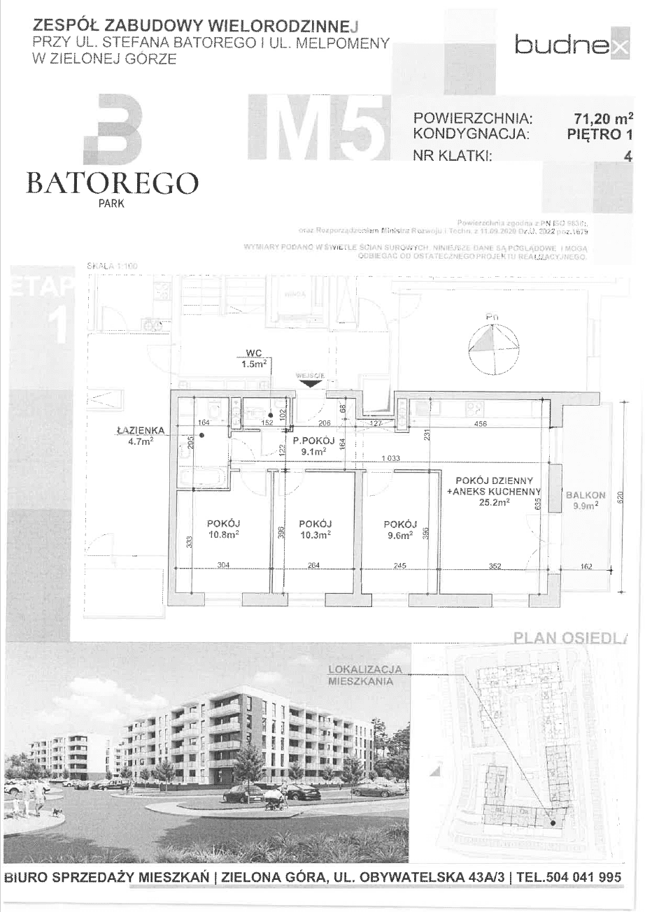 Rzut mieszkania kl.4 m.5, Batorego Park I